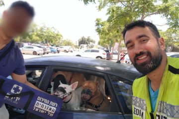רעננה: כלבים ננעלו ברכב, מתנדב ידידים חילץ אותם בשלום